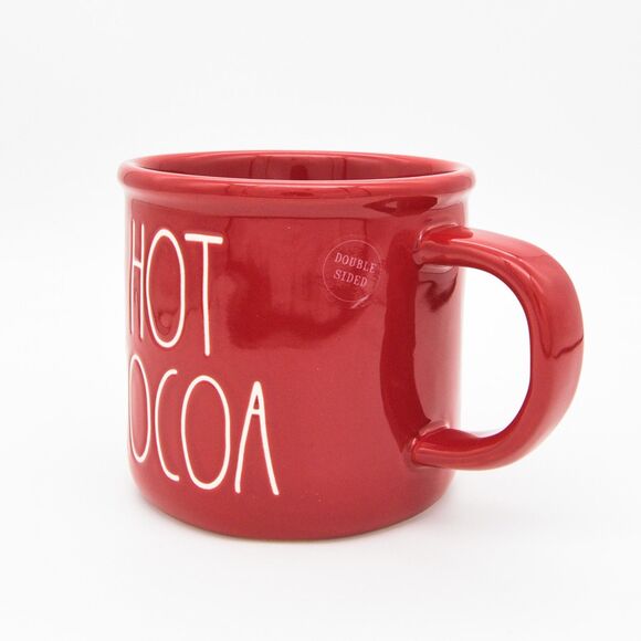 Red Rae Dunn Mug, Hot Cocoa 16oz Ceramic Double-Sided Camping Mug, Christmas Mug - Picture 4 of 10